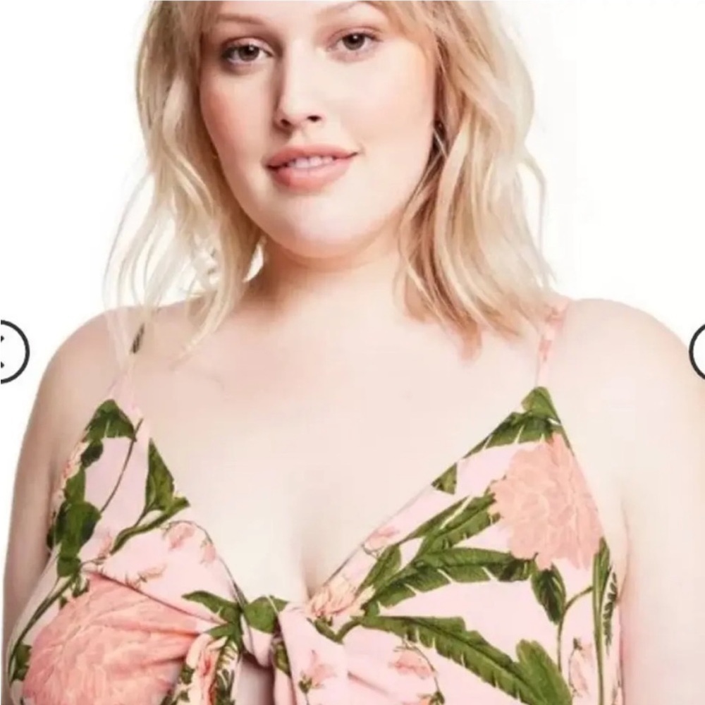 Agua Bendita X Target Peony Botanical Tie Front Dress 1X NWT - Picture 4 of 5